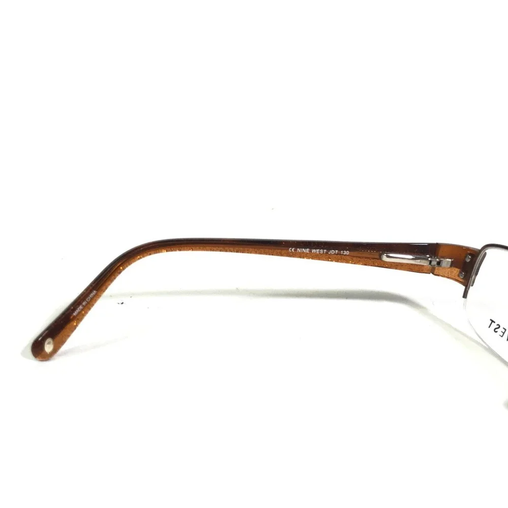 Nine West Petite Eyeglasses Frames 377 JDT Brown Rectangular Half Rim 53-16-130